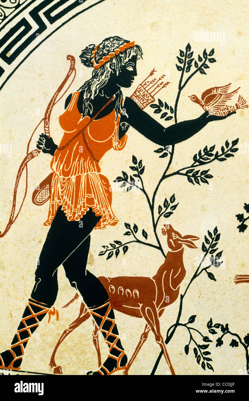 Artemis Greek Goddess Of The Hunt, Wild Animals, Wilderness, Childbirth And Virginity Stock Photo