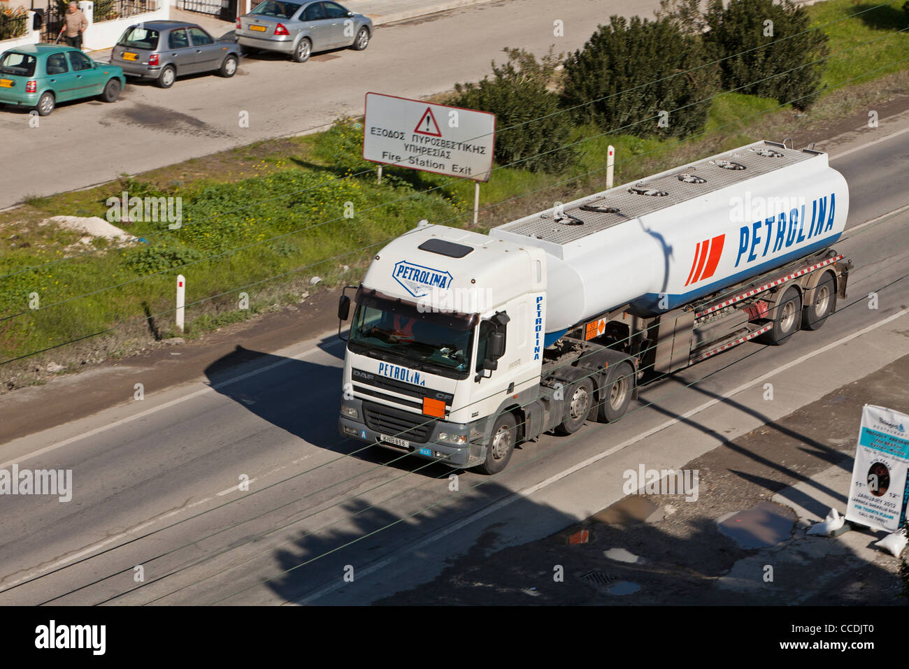 Petrolina fuel truck Larnaca Cyprus petroleum oil Stock Photo