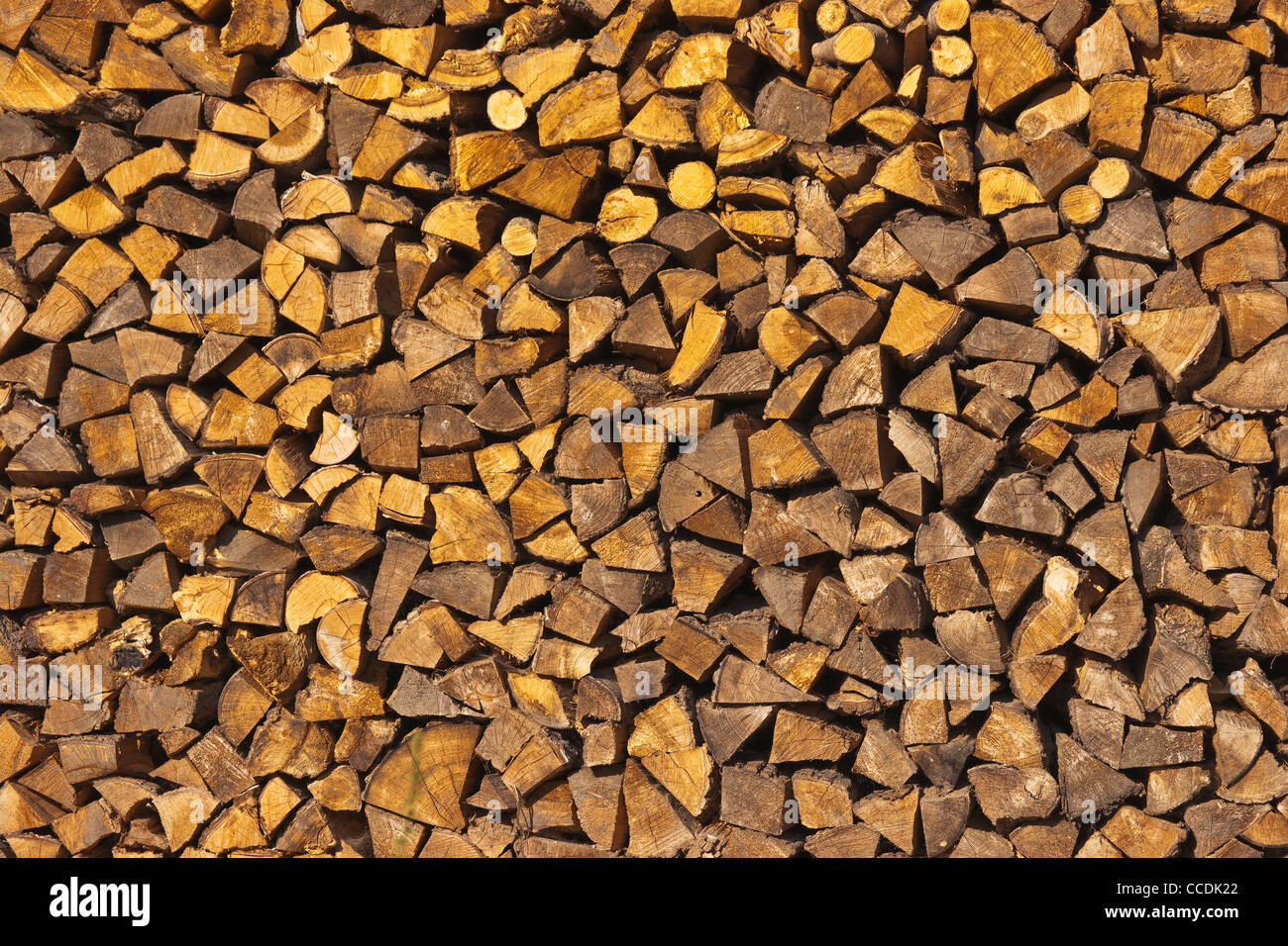 Detailansicht eines Stapels mit Feuerholz | Detail photo of a stack with firewood Stock Photo