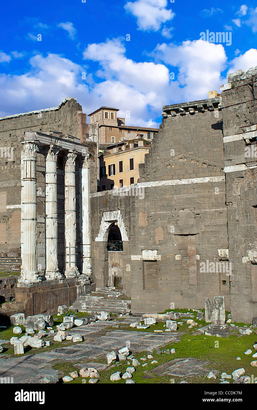 Roman ruins in Rome, Fori Imperiali. Stock Photo