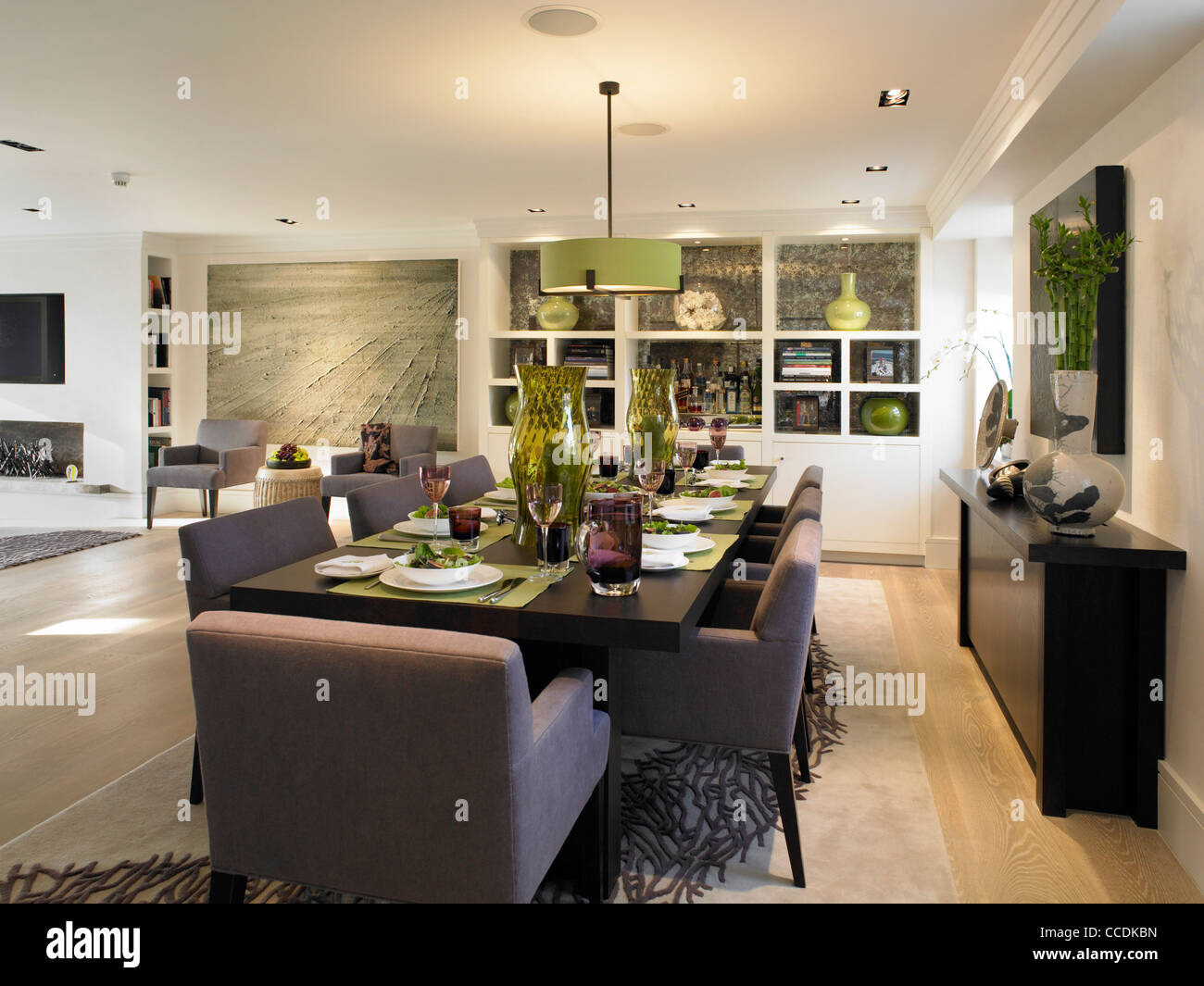 Private penthouse apartment in Belgravia, London. Dining area Stock