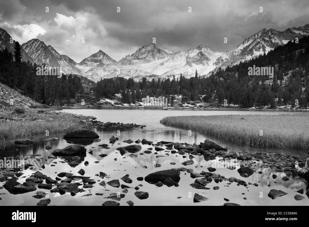 Majestic mountain landscape sunset snow Black and White Stock Photos ...