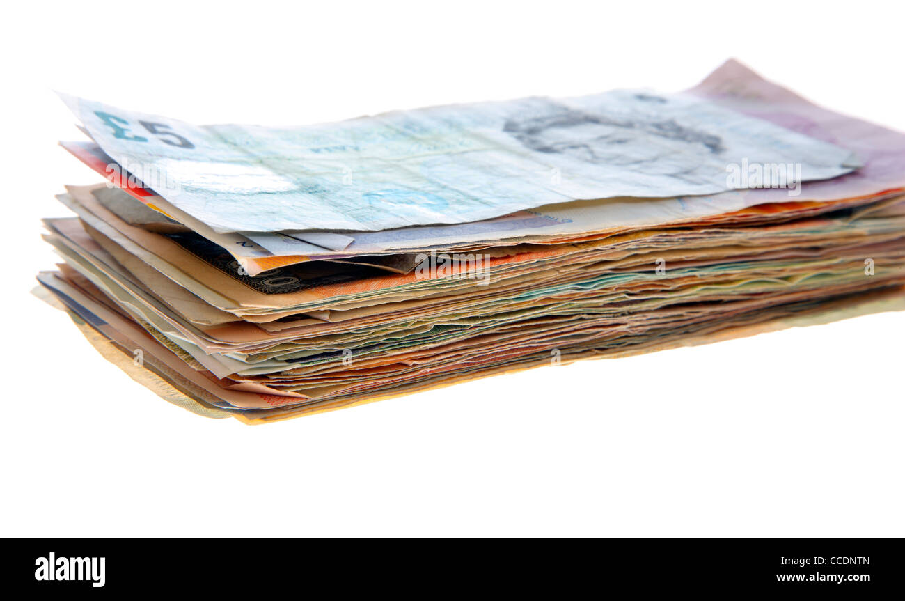 Different currencies, from different countries of the world. Bank notes ...