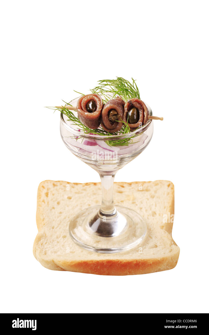 Rolled up anchovy fillets filled with capers Stock Photo Alamy