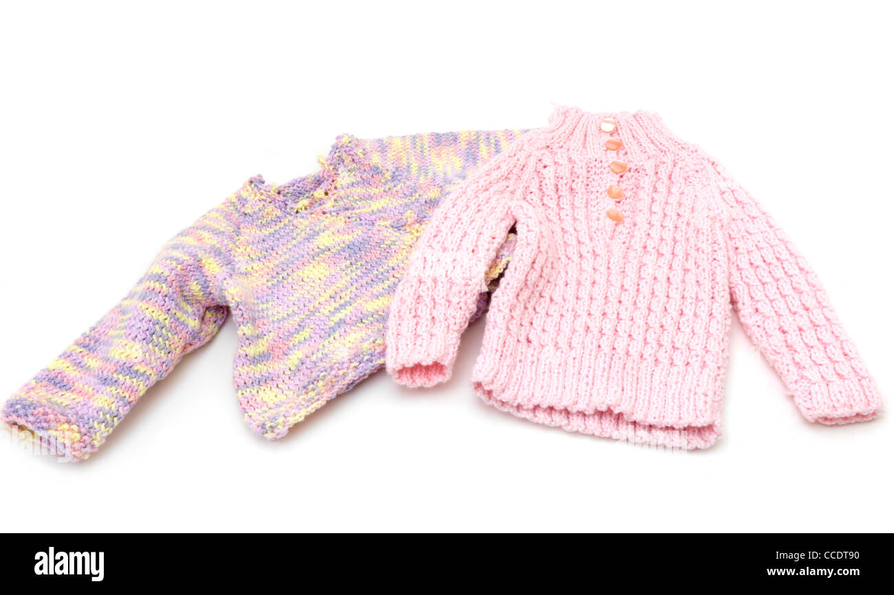 Knitted Woollen Baby Jumpers Stock Photo Alamy