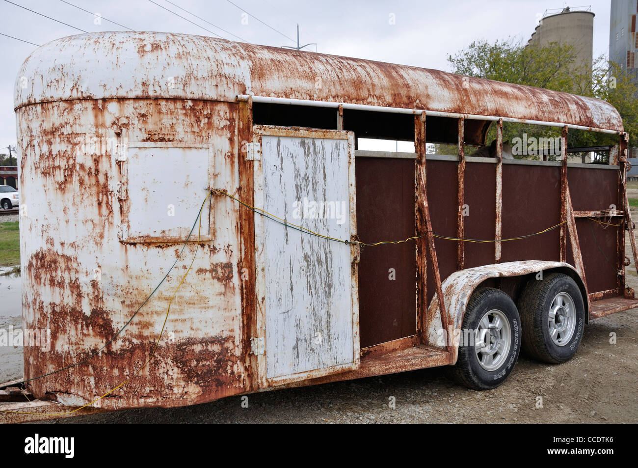 Rusted horse trailer Stock Photo Alamy