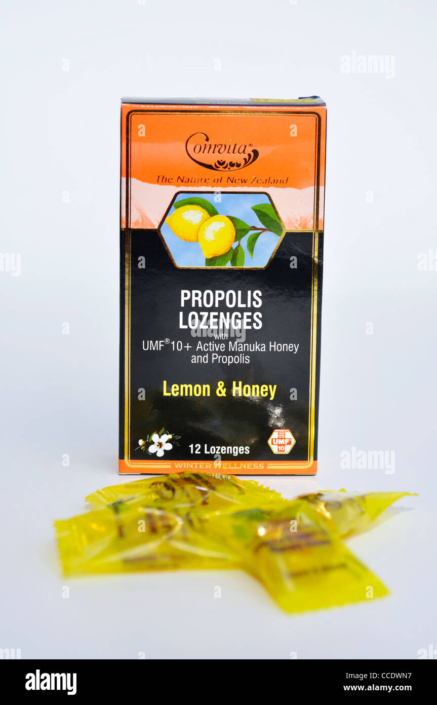 Propolis lozenges with Manuka honey Stock Photo