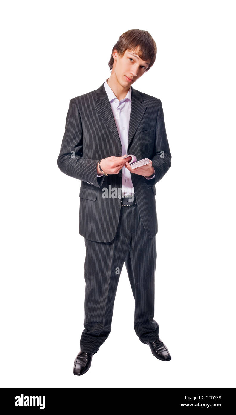 Handsome young man wearing business suit isolated on white background ...