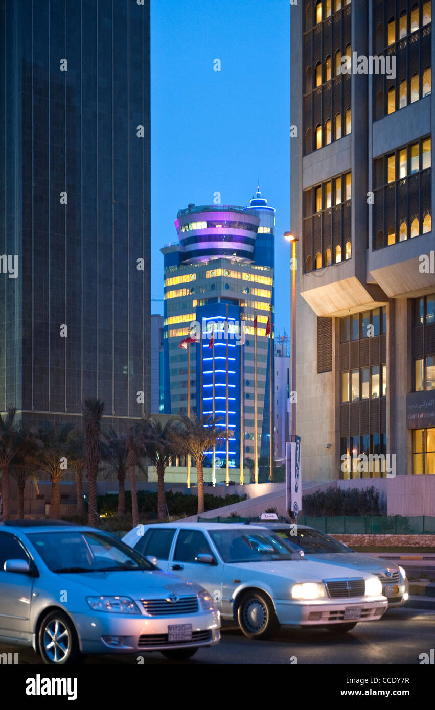 Bahrain,Manama,night foreshortening of the city center Stock Photo