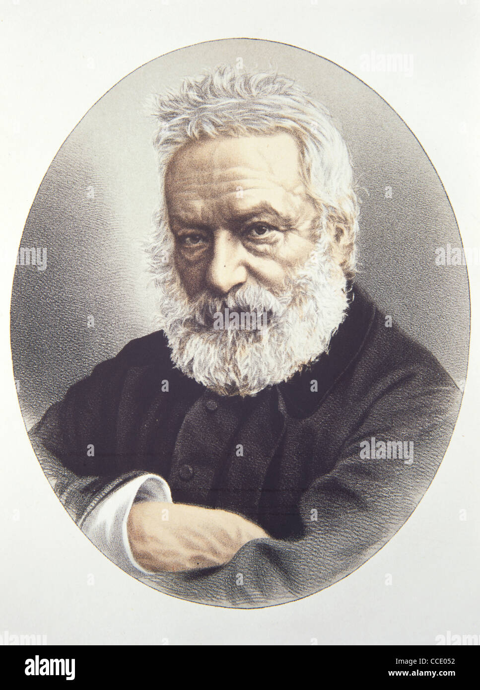 Portrait of Victor Hugo (1802-1885) French Poet, Novelist & Playwright. Vintage Ilustration or Engraving Stock Photo