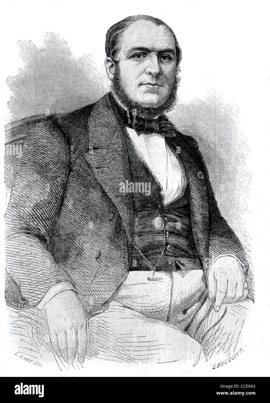 Portrait of Baron Georges-Eugène Haussmann (1809-91) French Civil Servant, Urban Planner or Town Planner. Vintage Illustration or Engraving Stock Photo