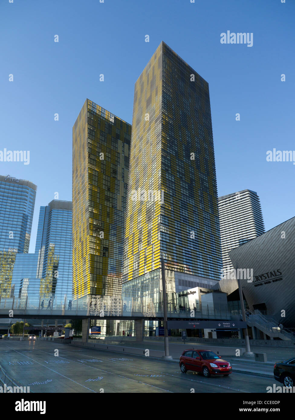 The Veer Towers at the City Center development are cleverly designed to look as if they are leaning over. Stock Photo