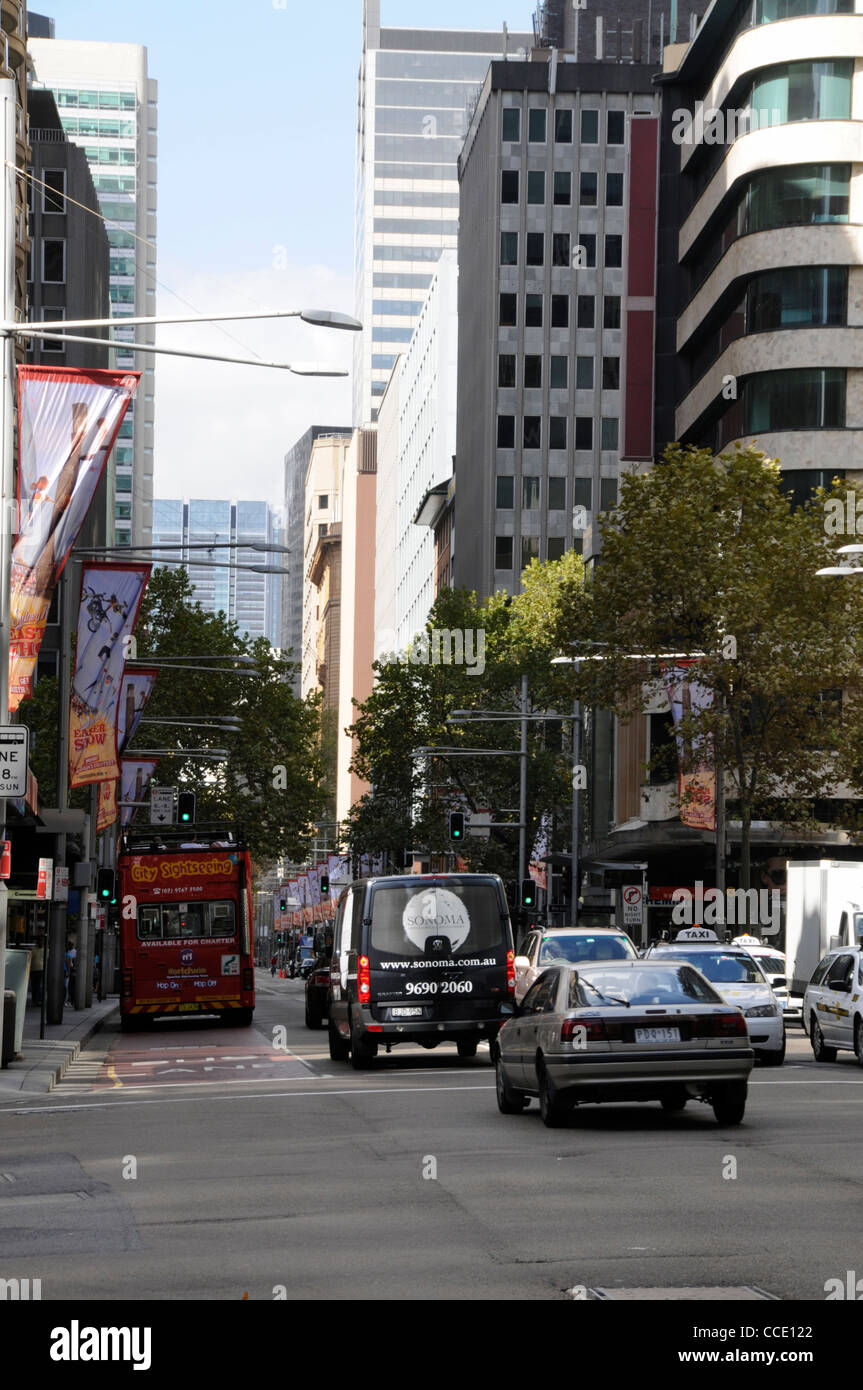 Traffic in George Street,Sydney,New South Wales, Australia Stock Photo