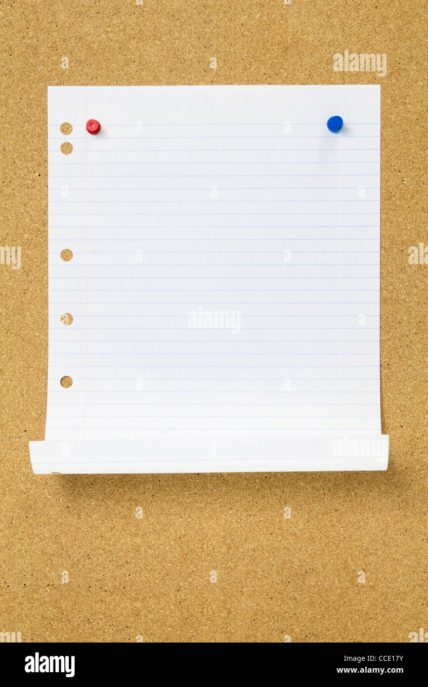 Blank Paper on Cork Board Stock Photo Alamy