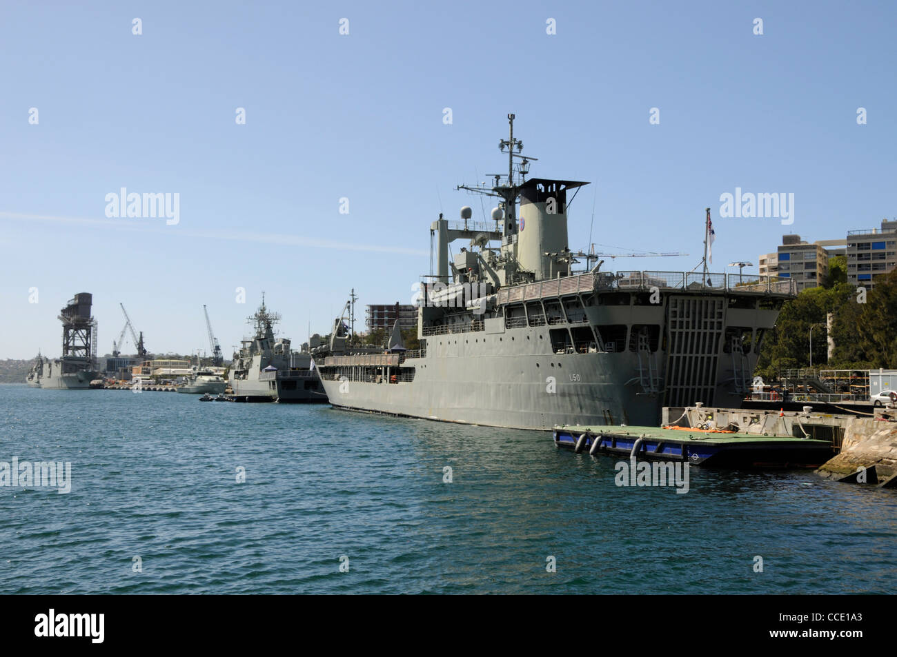 Royal Australian Navy ships at the Wooloomooloo Naval Dockyard in Sydney,New South Wales, Australia Stock Photo