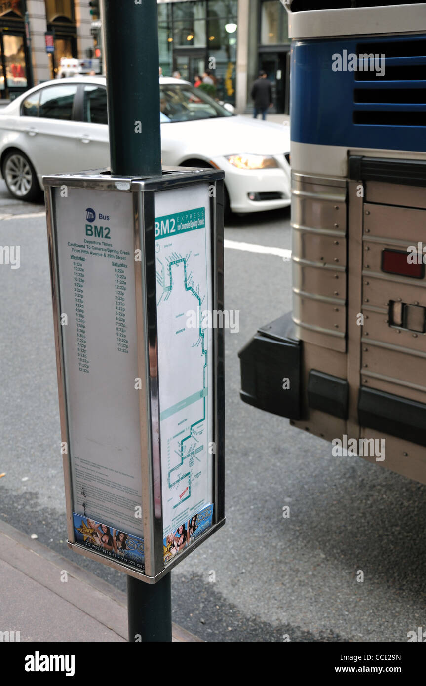 Bus Schedule At Bus Stop New York Usa Bus Schedule At Bus Stop New York Usa
