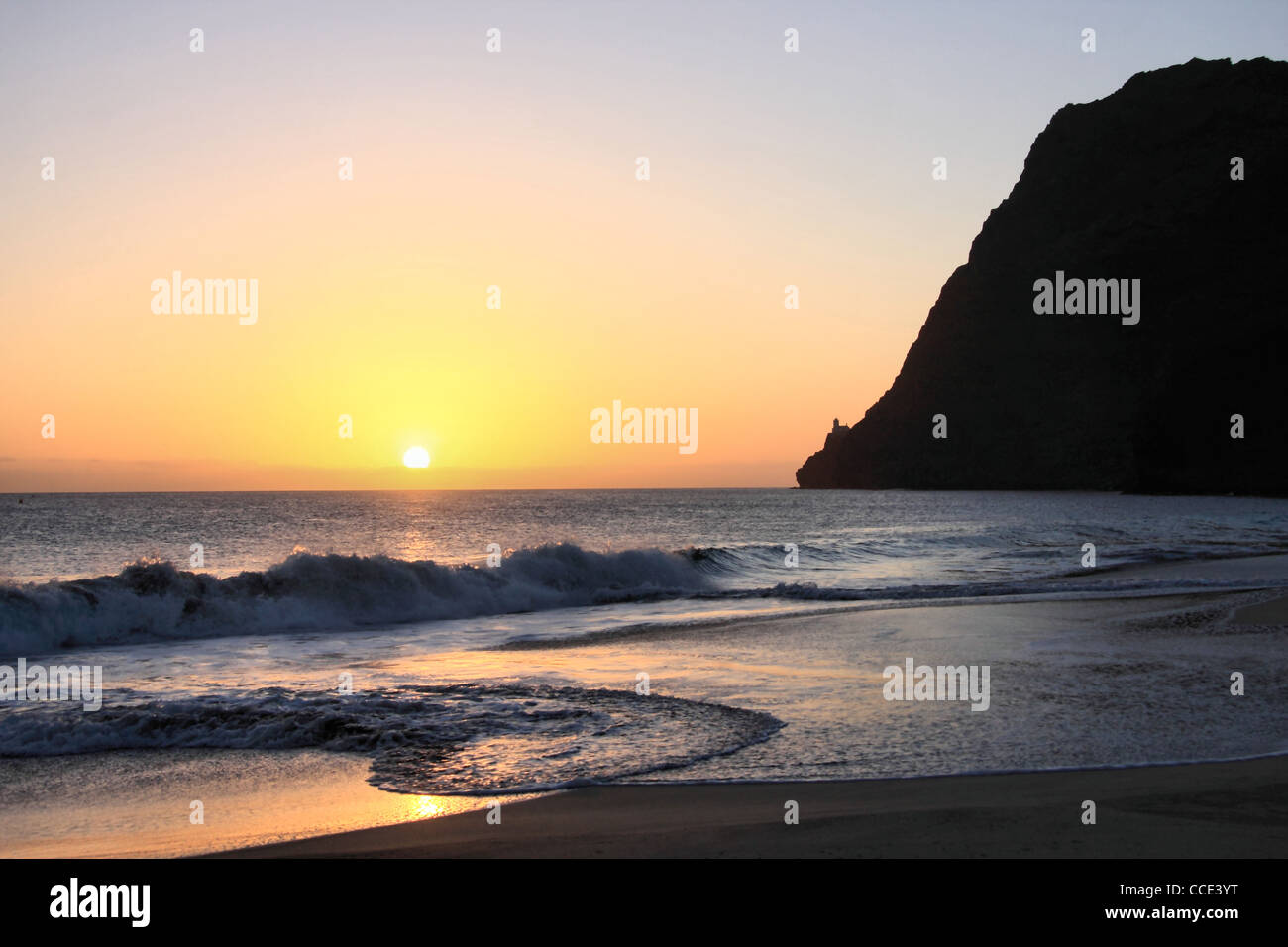 San Pedro beach at sunset, Sao Vicente Island, Cape Verde Archipelago Stock Photo