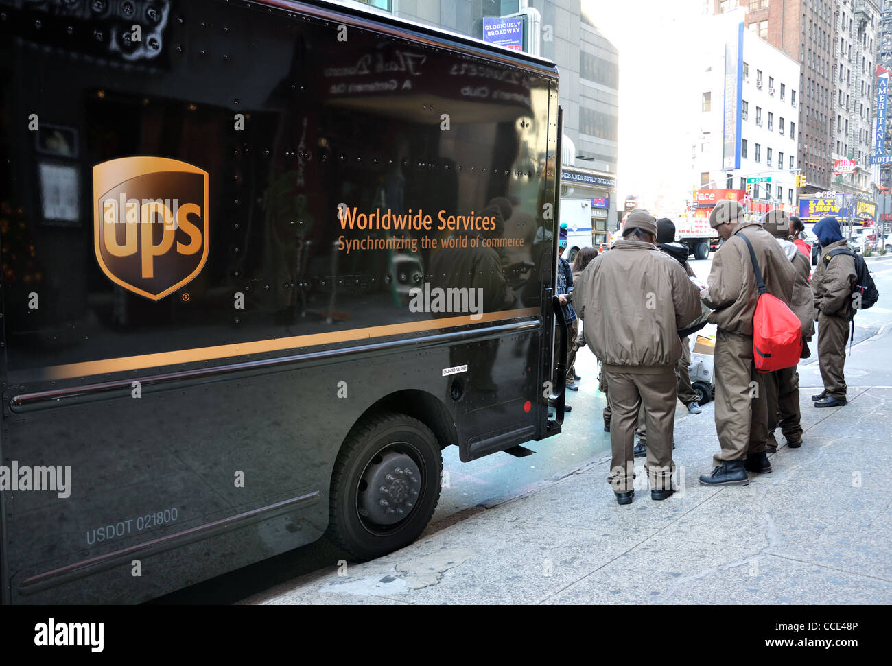 UPS truck and couriers, New York, USA Stock Photo Alamy