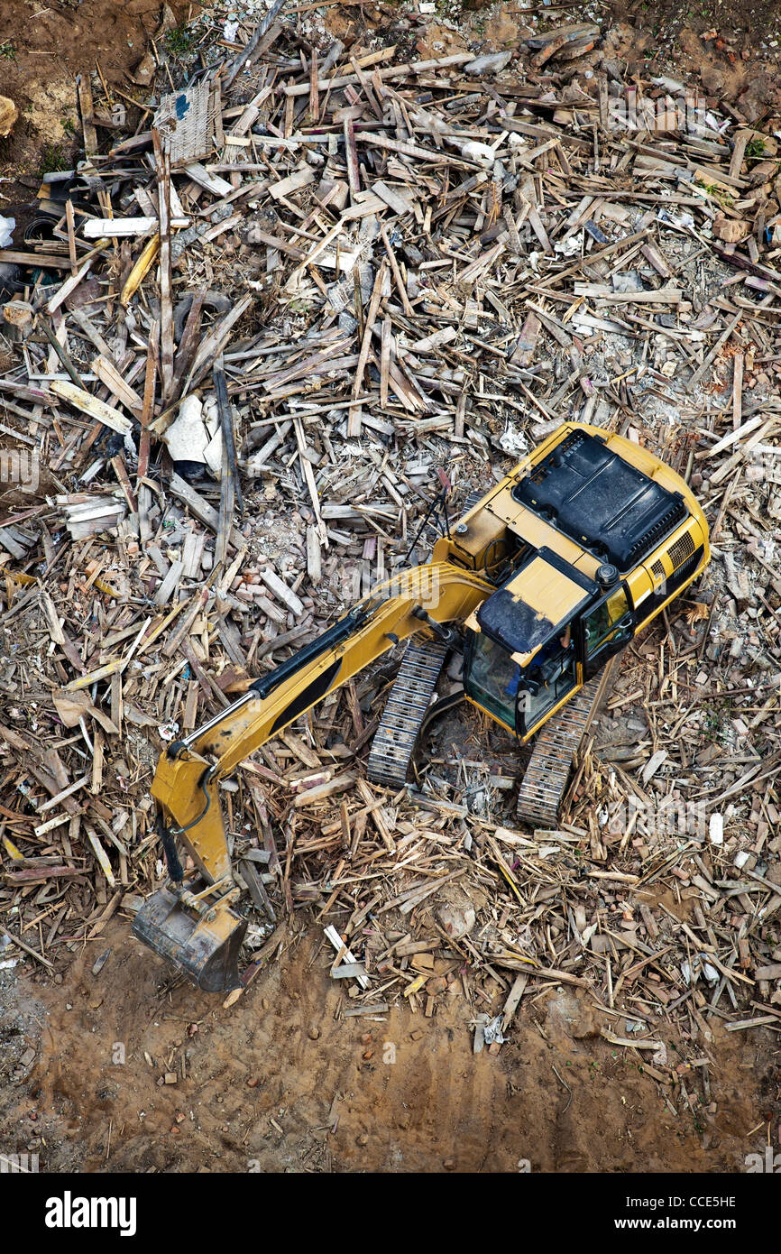 Excavator or ruined building. Top view. Stock Photo