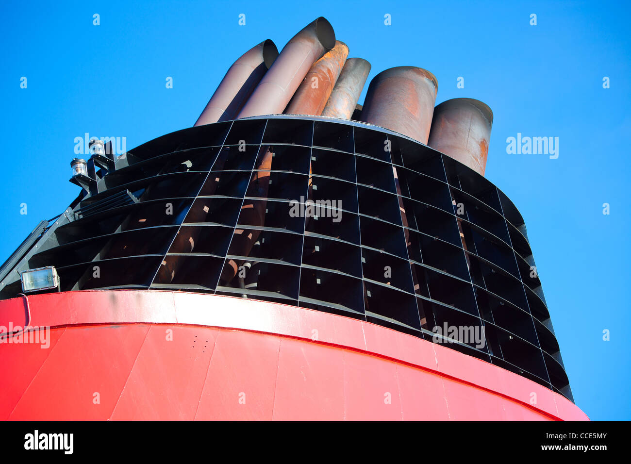 Funnel of big modern ship Stock Photo Alamy