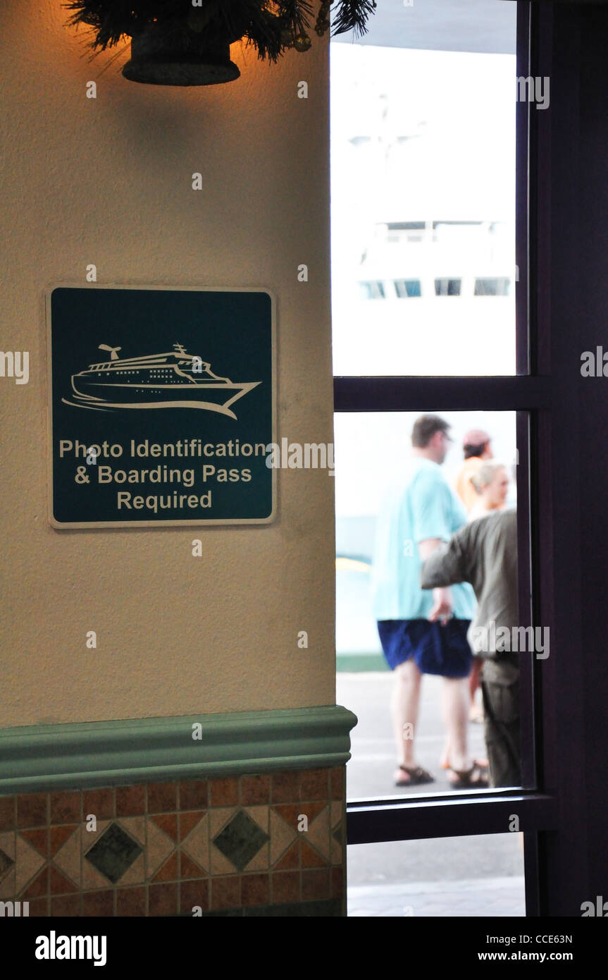 Security check point at immigrations, Nassau port, Bahamas Stock Photo