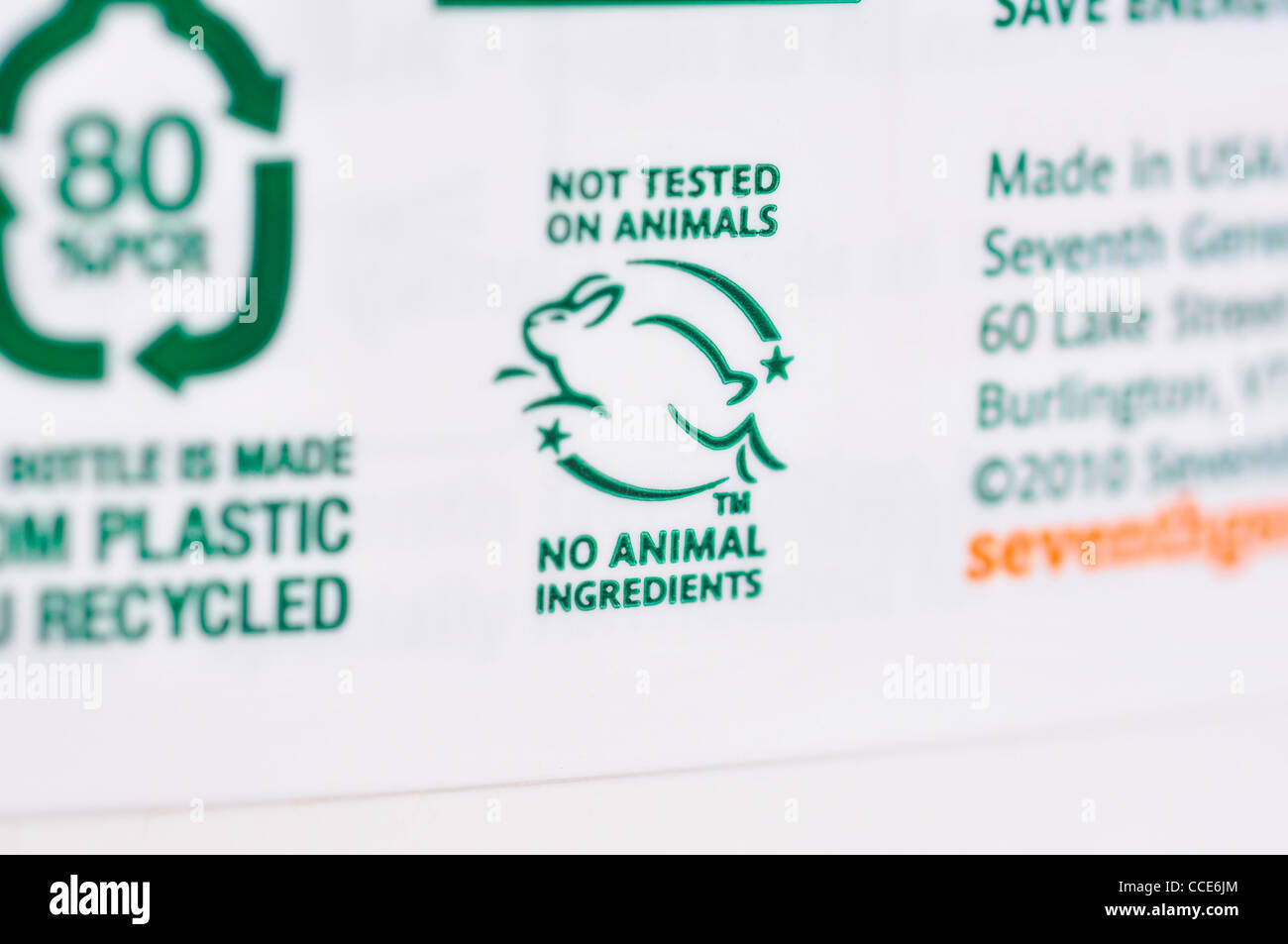 Not tested on animals sign on food package Stock Photo - Alamy