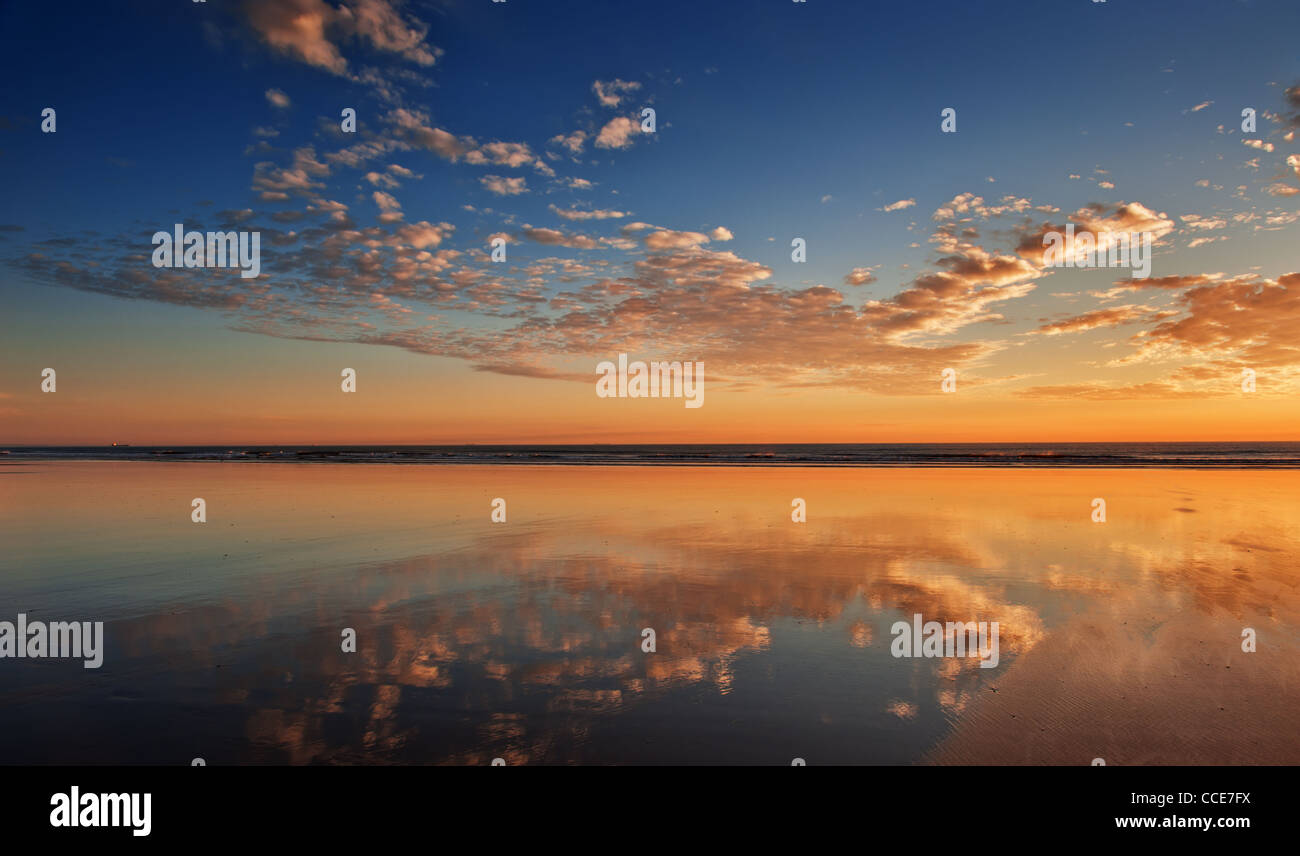 Sunrise on Saltburn beach Stock Photo