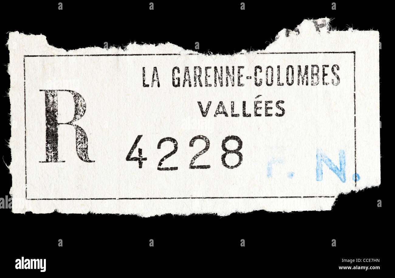 Registration stamp 'La Garenne-Colombes/ Vallées', France Stock Photo