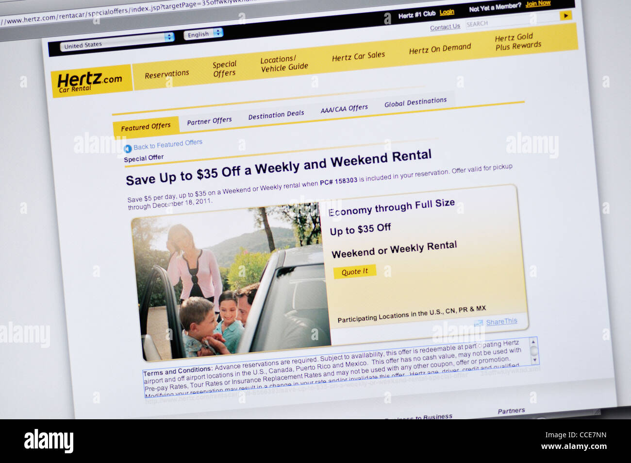 Hertz.com - car rental website Stock Photo