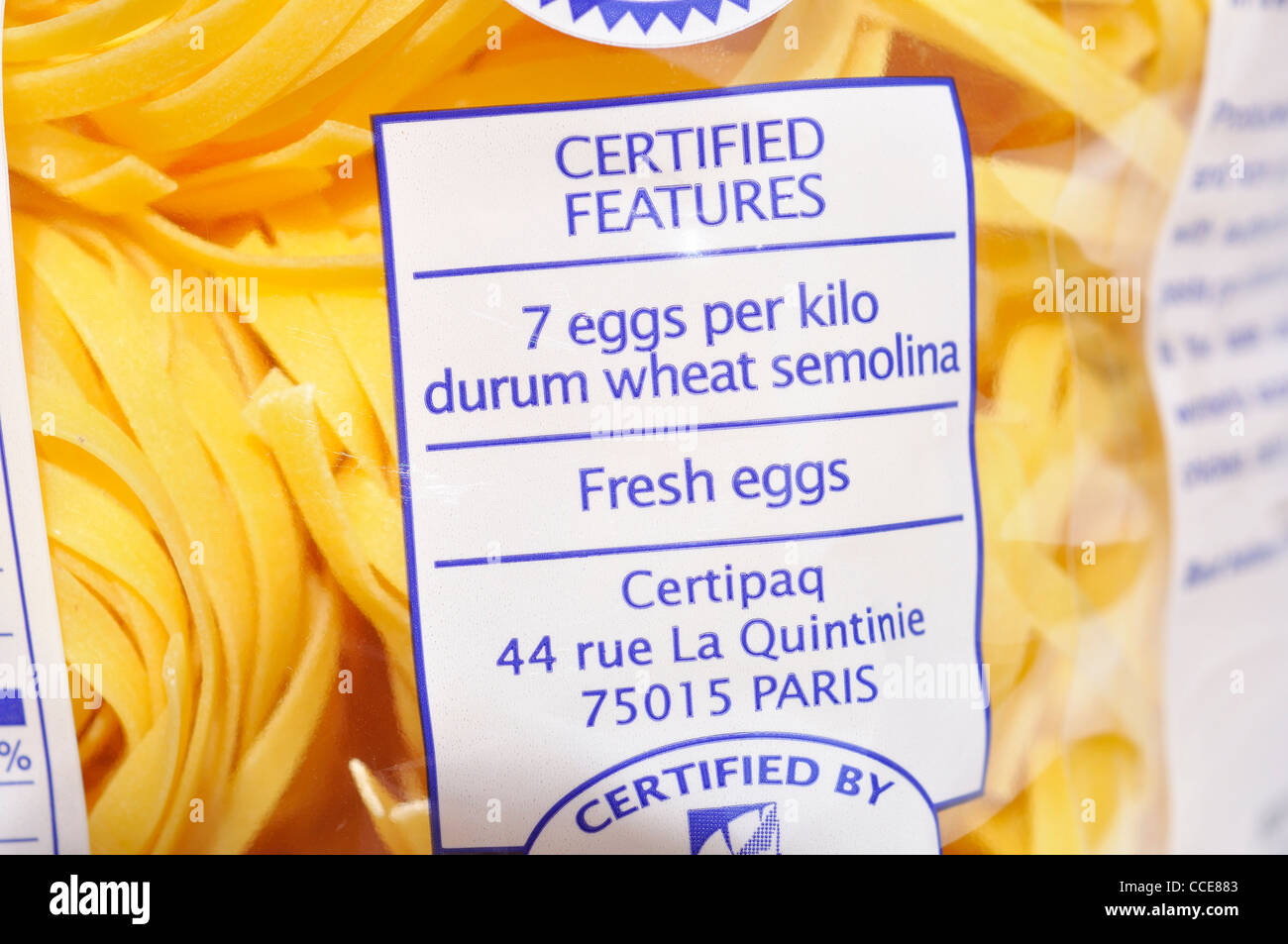 Ingredients ingredient list packaged food nutrition information pasta  noodles label hi-res stock photography and images - Alamy