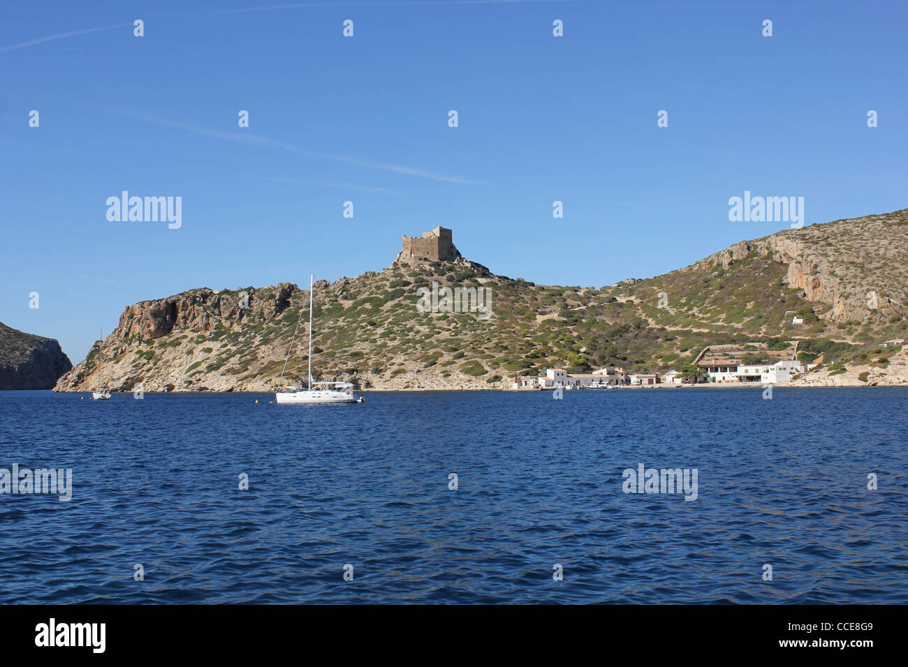Scene on Cabrera Island, Cabrera Archipelago of islands, a Spanish Natural Park, located South East of Palma de Mallorca Stock Photo