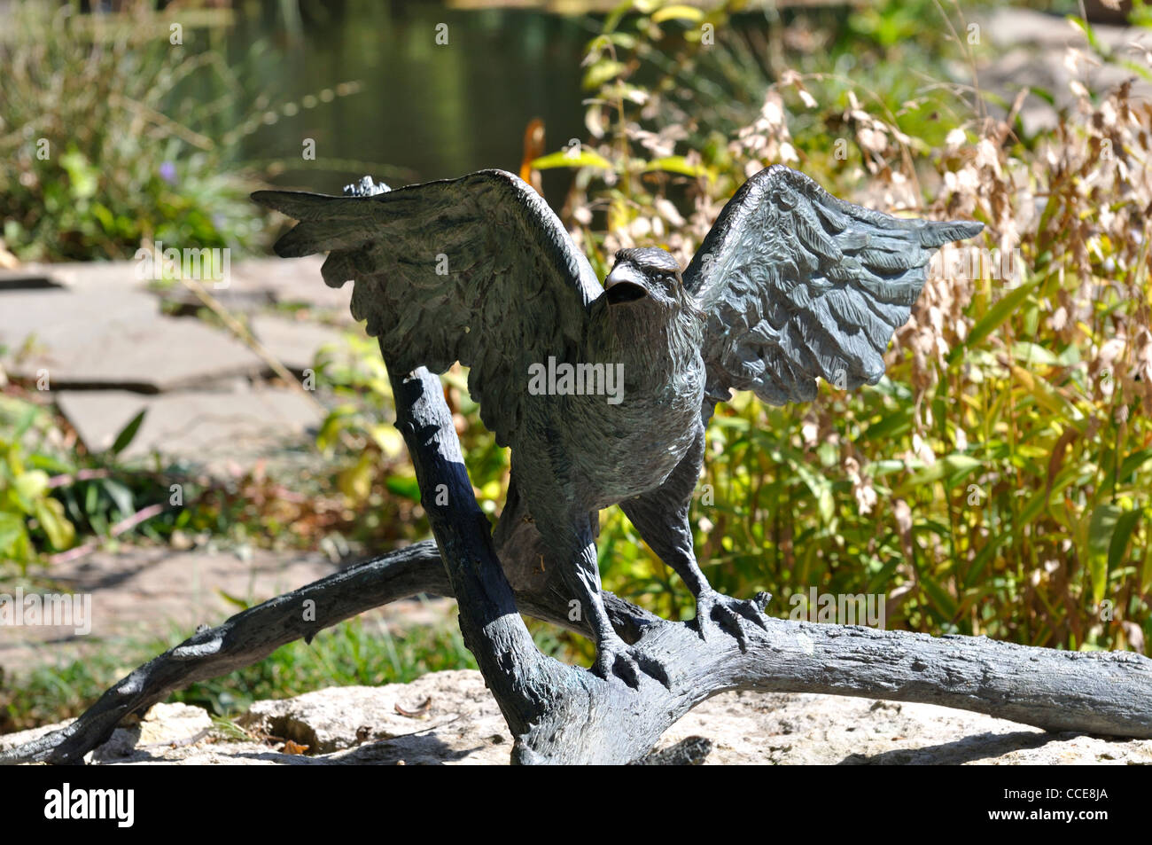 Bird sculpture, Dallas arboretum, Dallas, Texas, USA Stock Photo