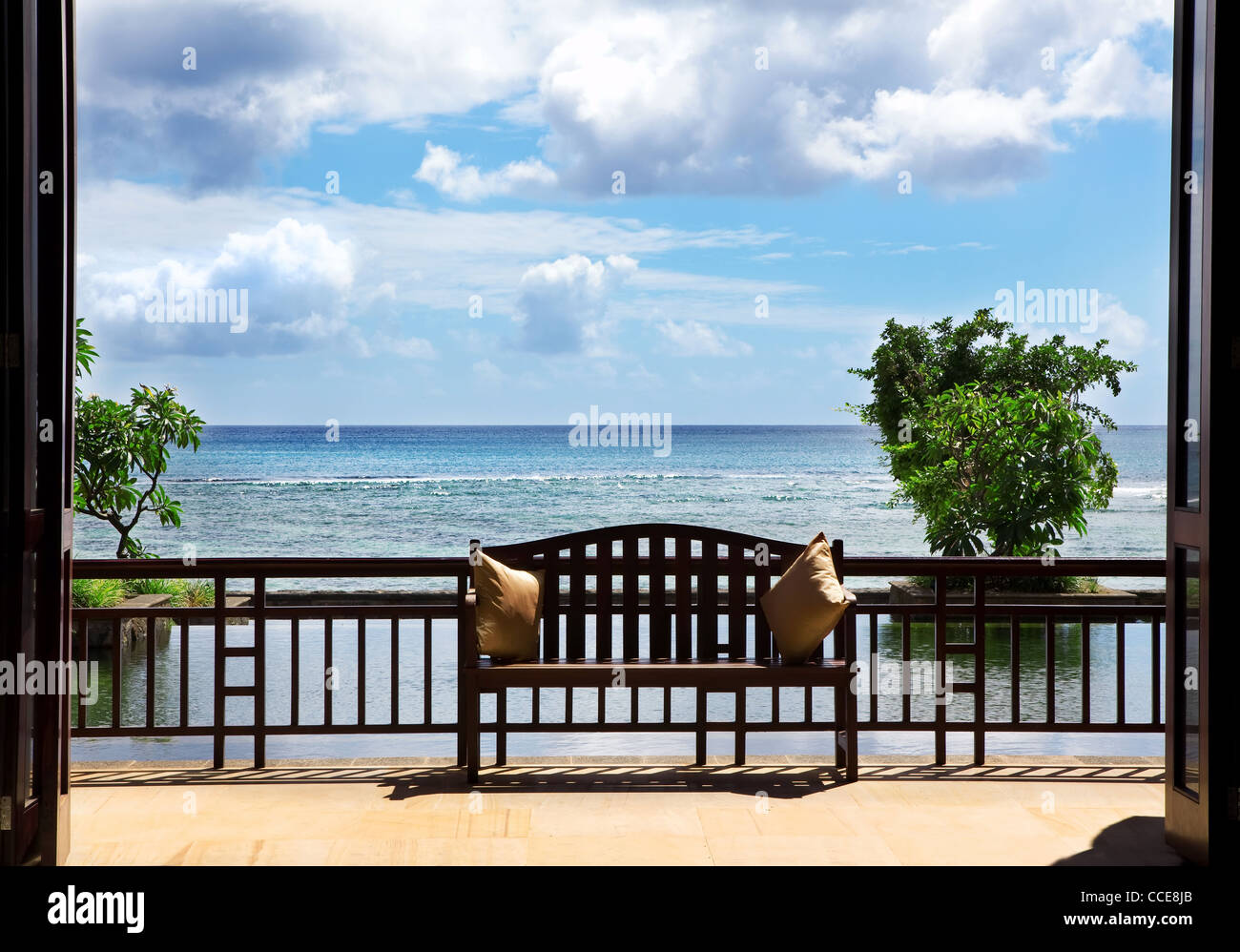 View from luxury villa in Mauritius Stock Photo