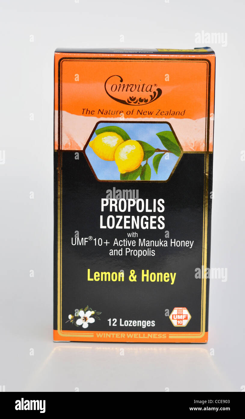 Propolis lozenges with Manuka honey Stock Photo