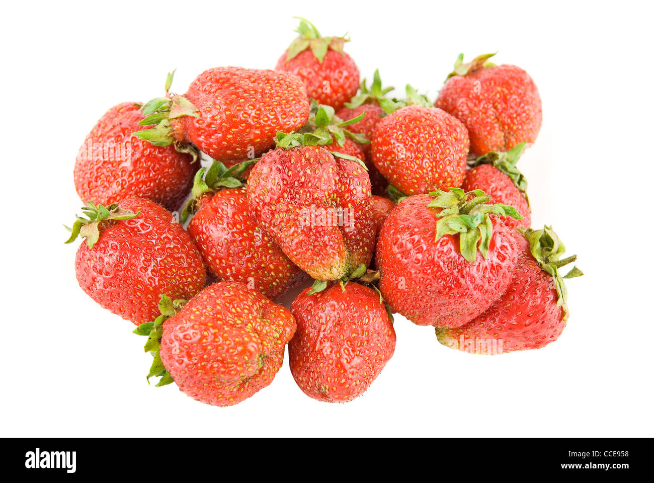 red ripe strawberries isolated on white background Stock Photo - Alamy