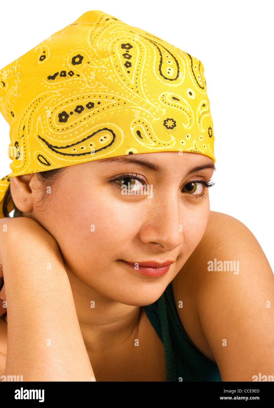 Beautiful And Attractive Woman Wearing A Bandana Stock Photo Alamy