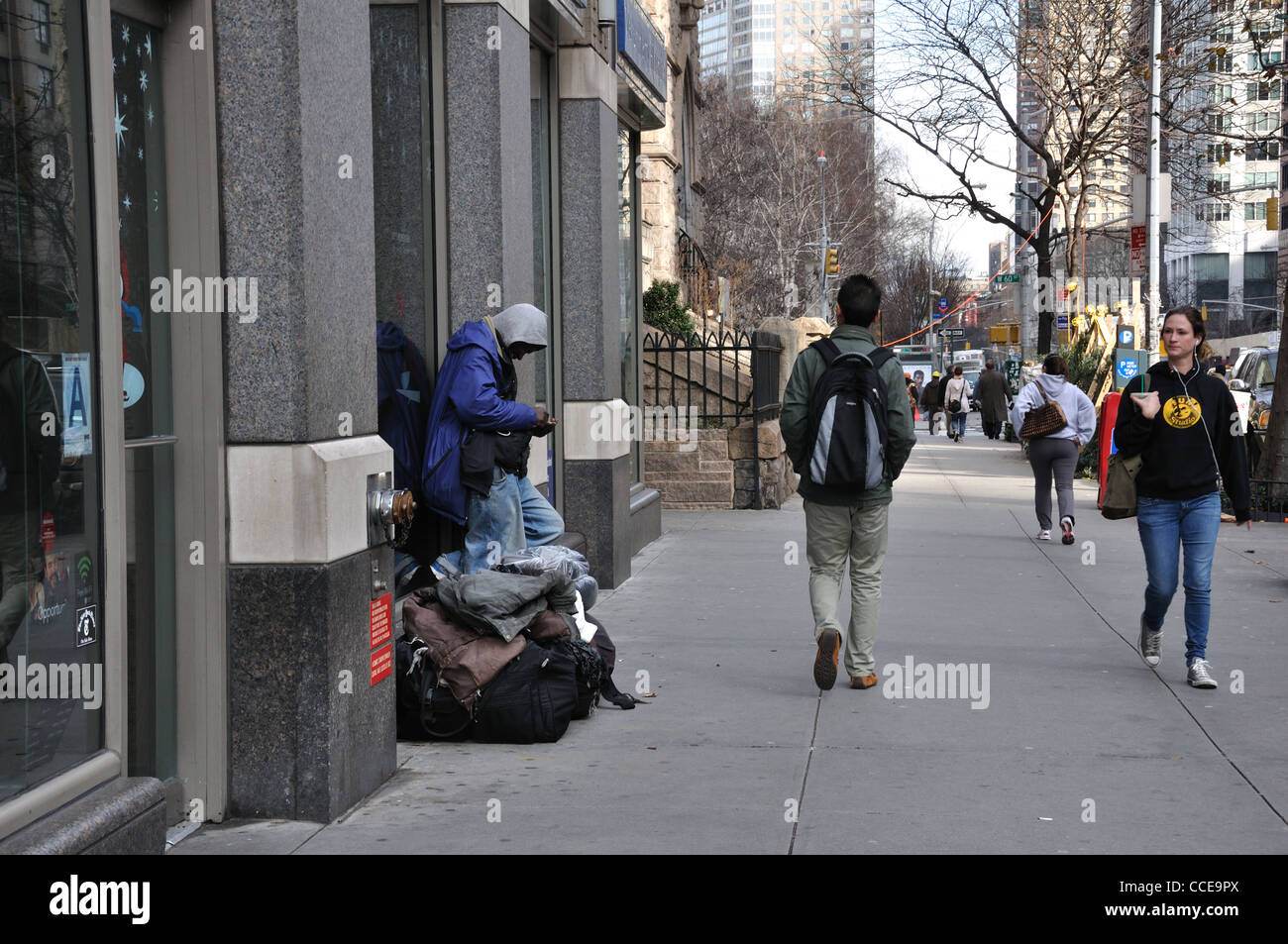 Homeless beggar, New York City, USA Stock Photo
