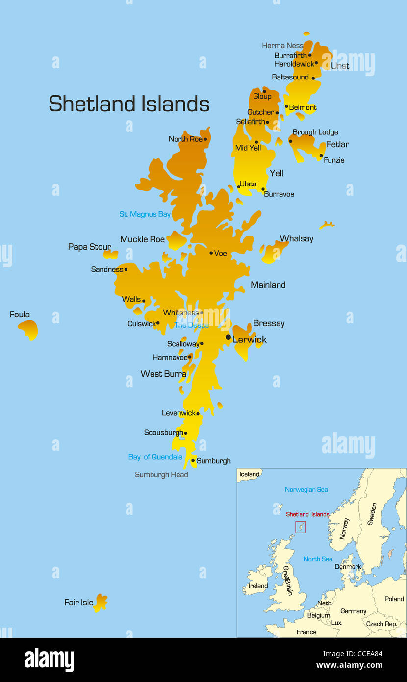 Vector color map of Shetland Islands Stock Photo Alamy