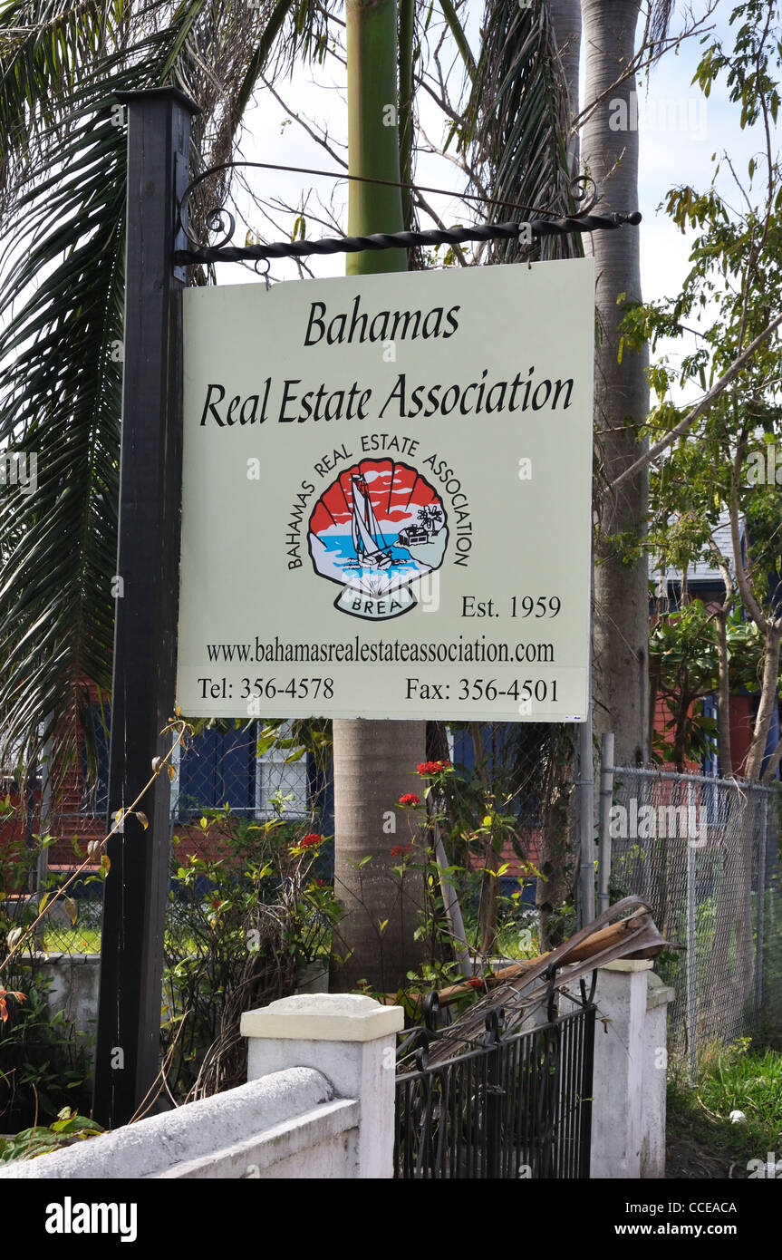 Bahamas Real Estate Association sign, Nassau, Bahamas Stock Photo Alamy