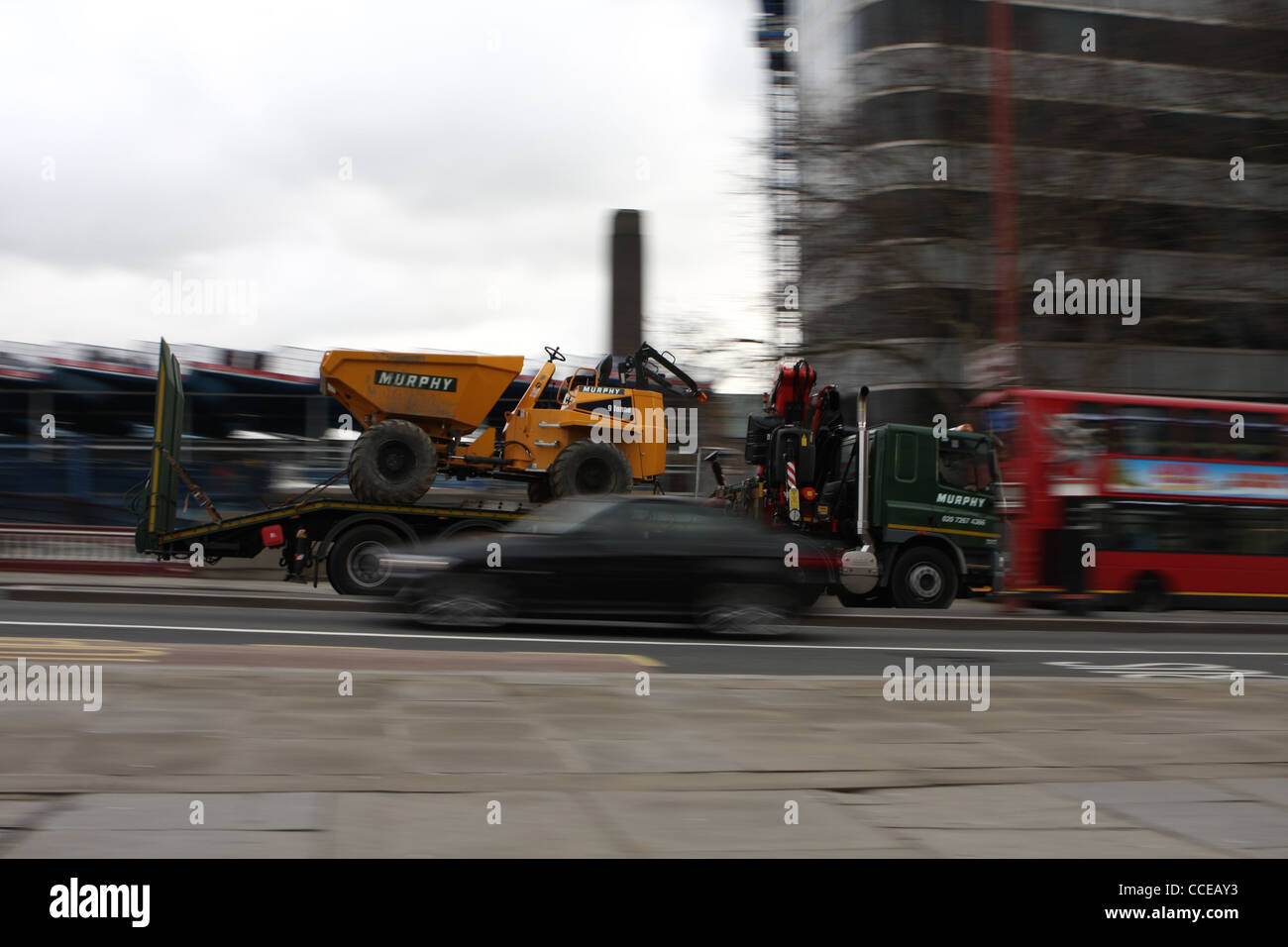 A car and a truck traveling in opposite directions 60 photos ...