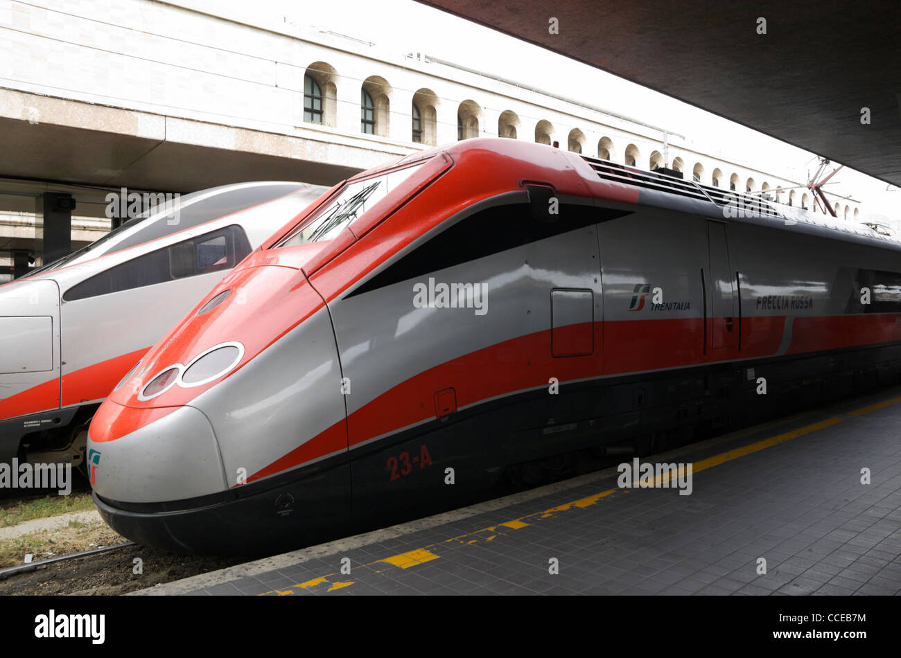 Frecciarossa fast train at Termini railway station in Rome, Italy. Stock Photo