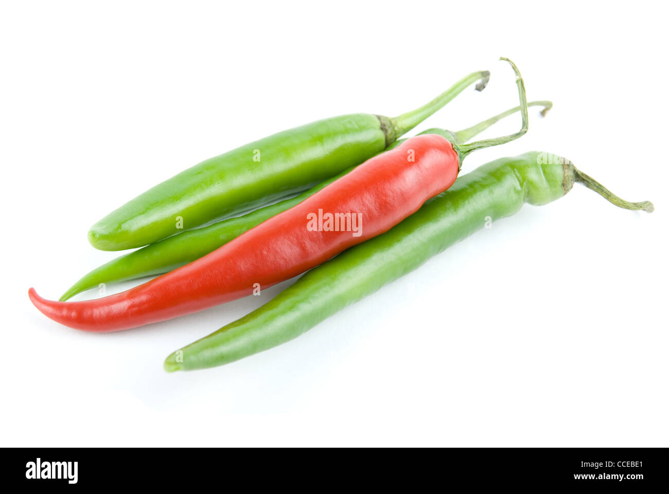 red and green hot chili peppers isolated on white Stock Photo - Alamy