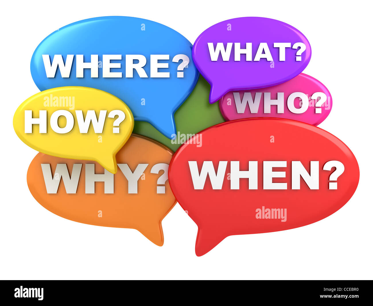 Questions Many Pic Abstract Many questions (done in 3d, white background Stock Photo - Alamy