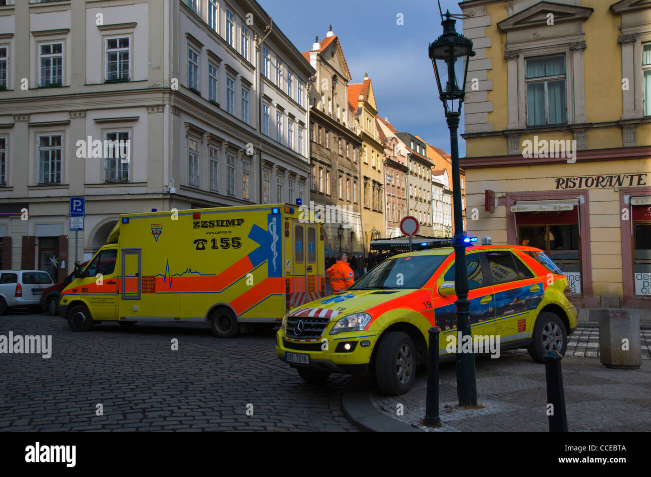 Ambulance and other emergency vehicles Uhelny trh square old town ...