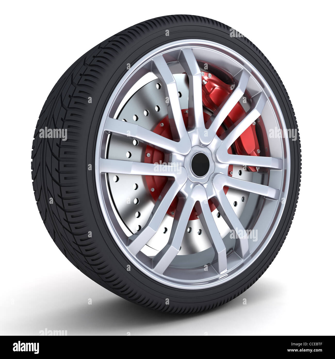 motor car wheel on a white background Stock Photo