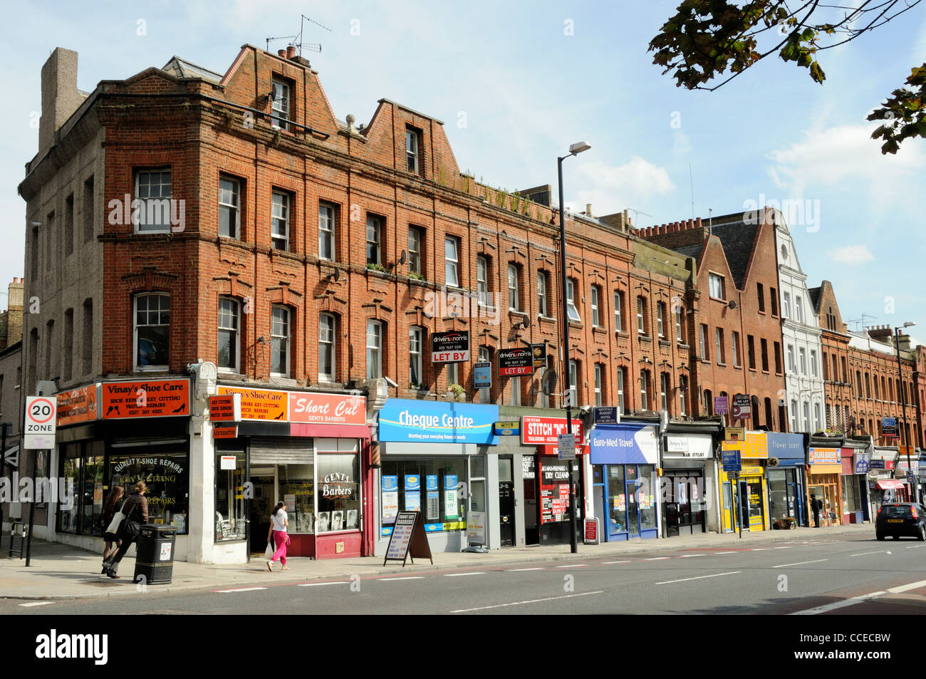 Parade of shops, Holloway Road, Archway Islington London England UK