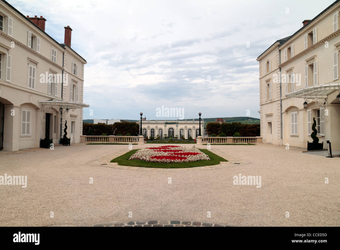 The entrance to Jardins de L'Orangerie, Moet & Chandon champagne house in Épernay, Champagne-Ardenne, Marne, France. Stock Photo