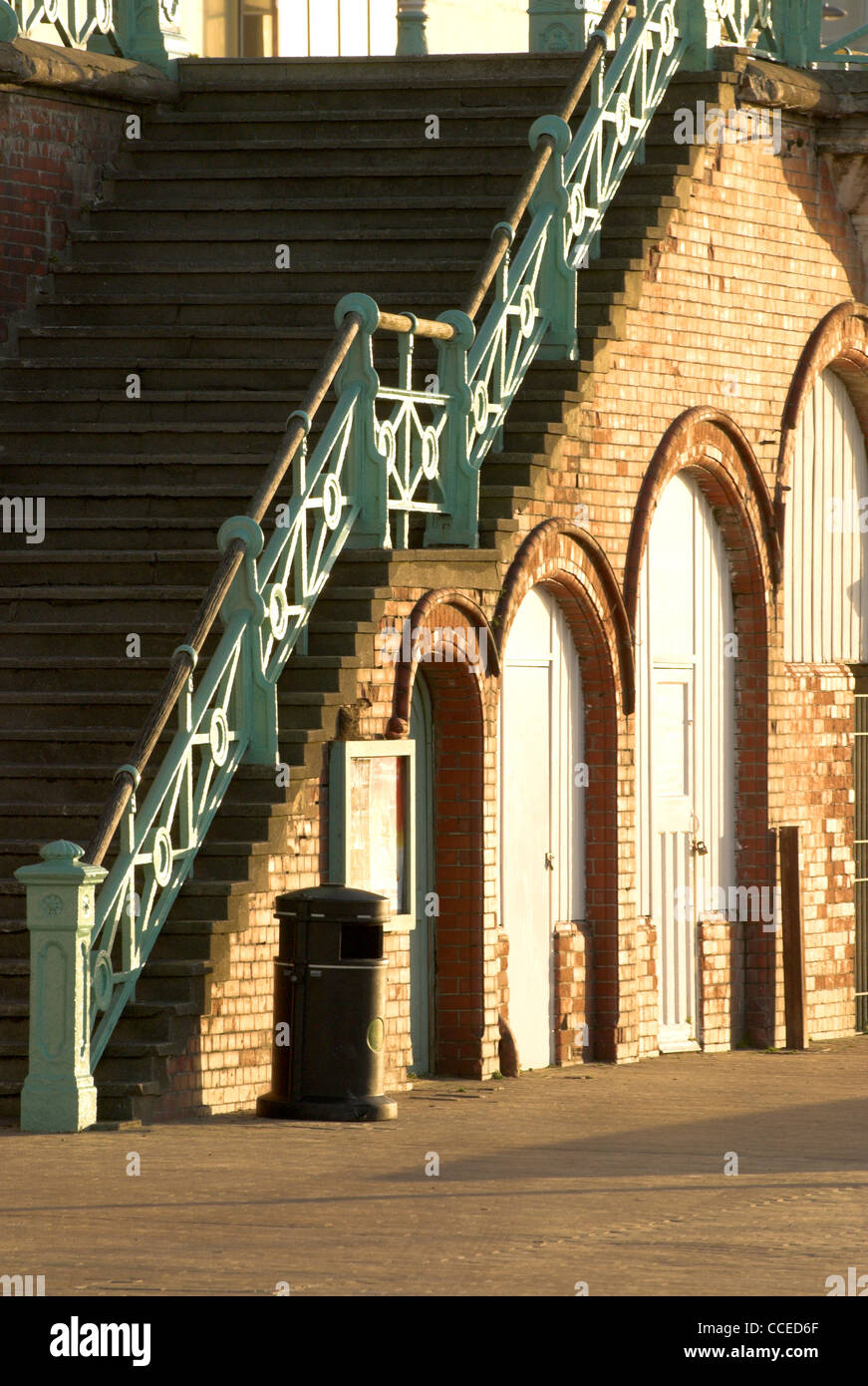 Arches, steps and familiar green railings on Brighton seafront, East