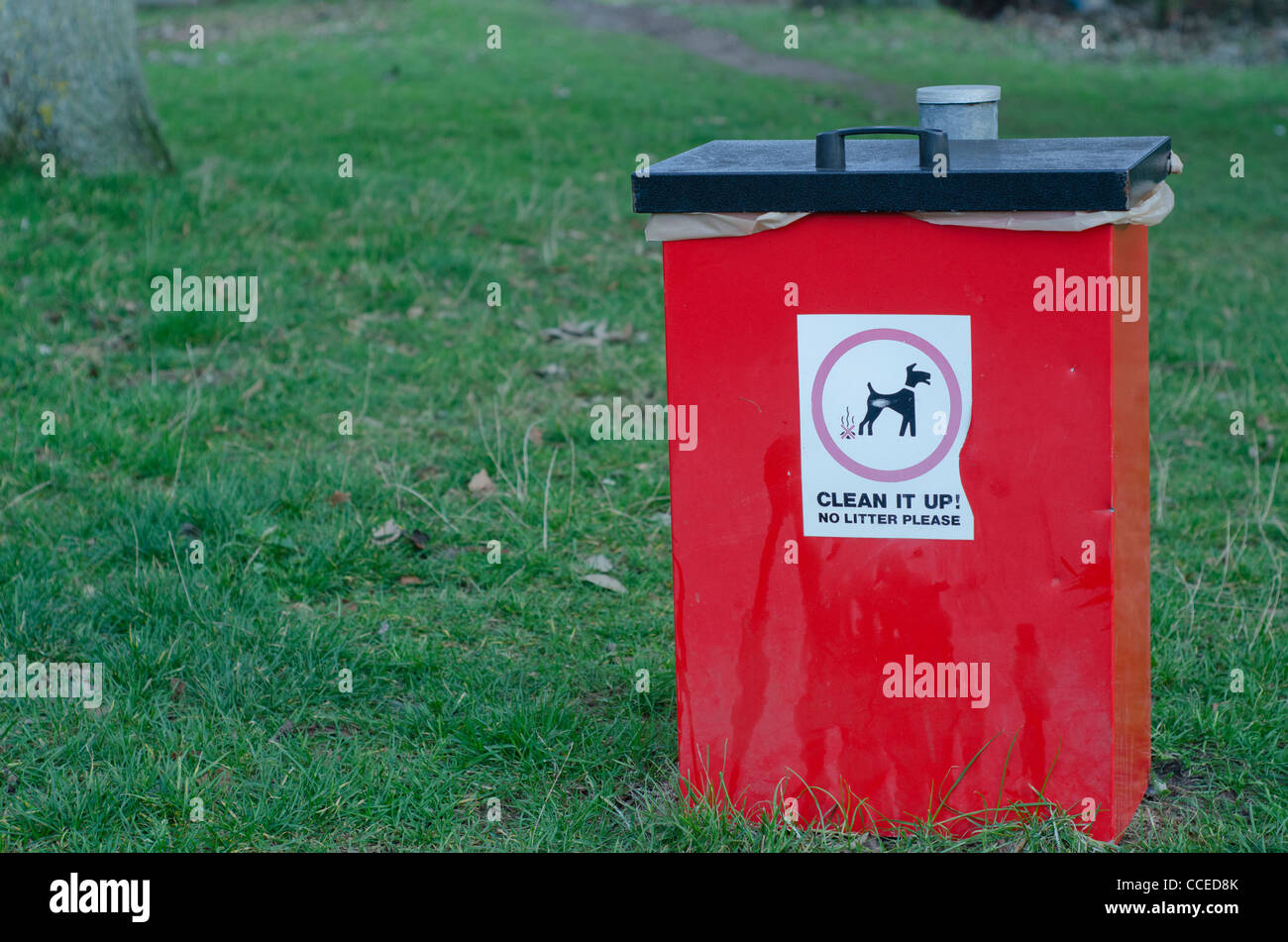 A bin for Dog feces. Picture by Pete Gawlik. Stock Photo