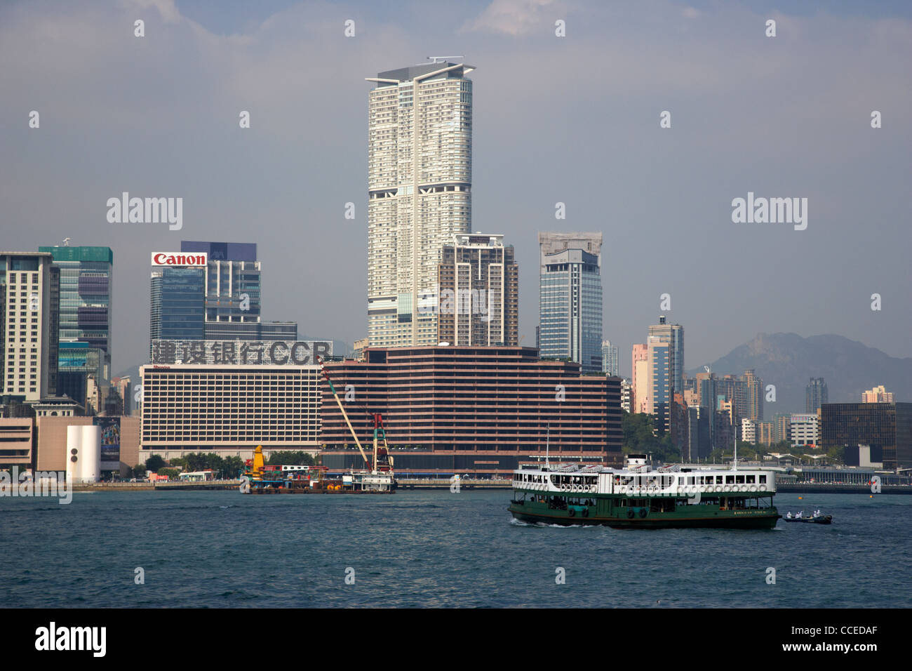 victoria harbour view of kowloon tsim sha tsui skyline with star ferry ...